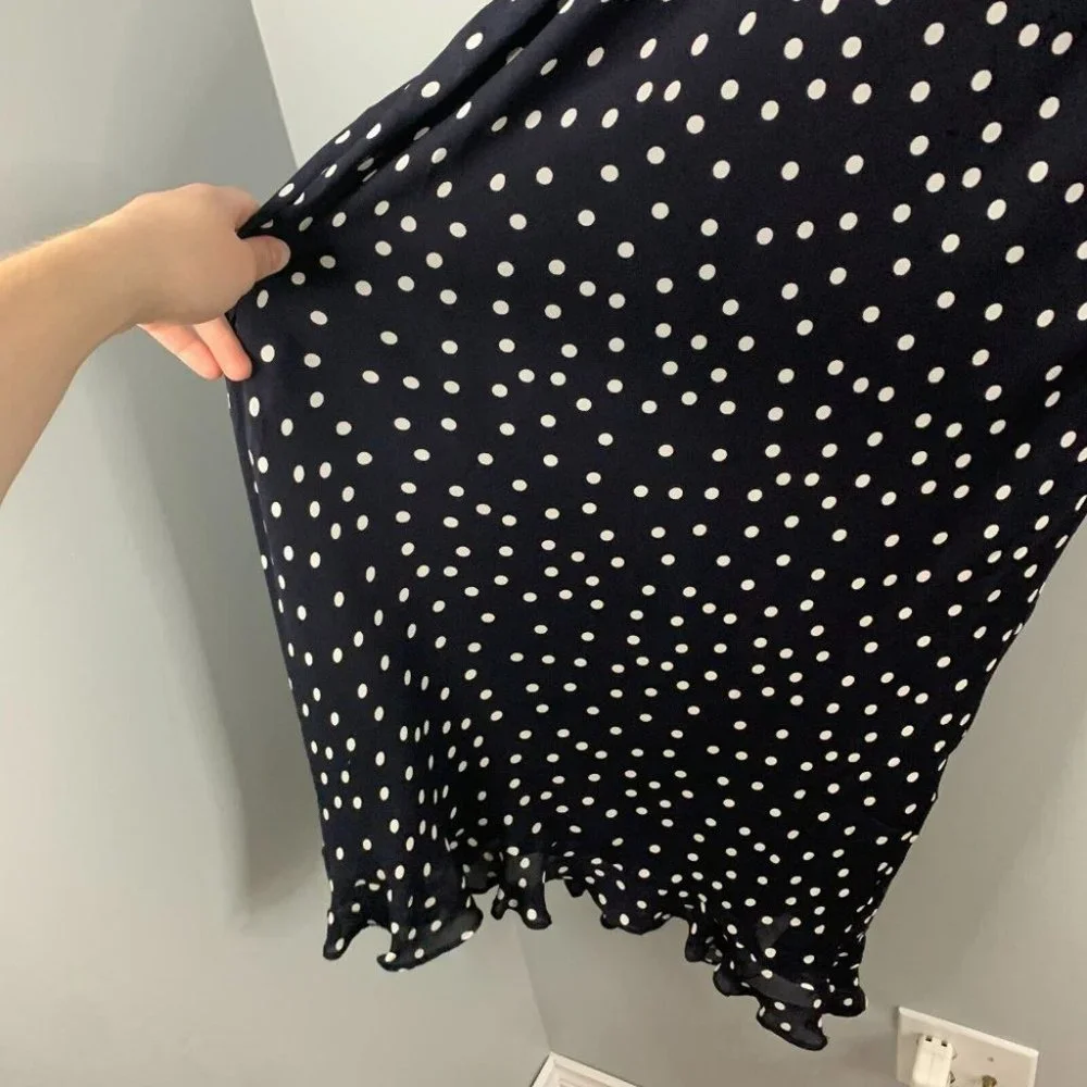 Talbots Polka Dot Sleeveless 100% Silk Midi Dress 10 Petites - Picture 3 of 12